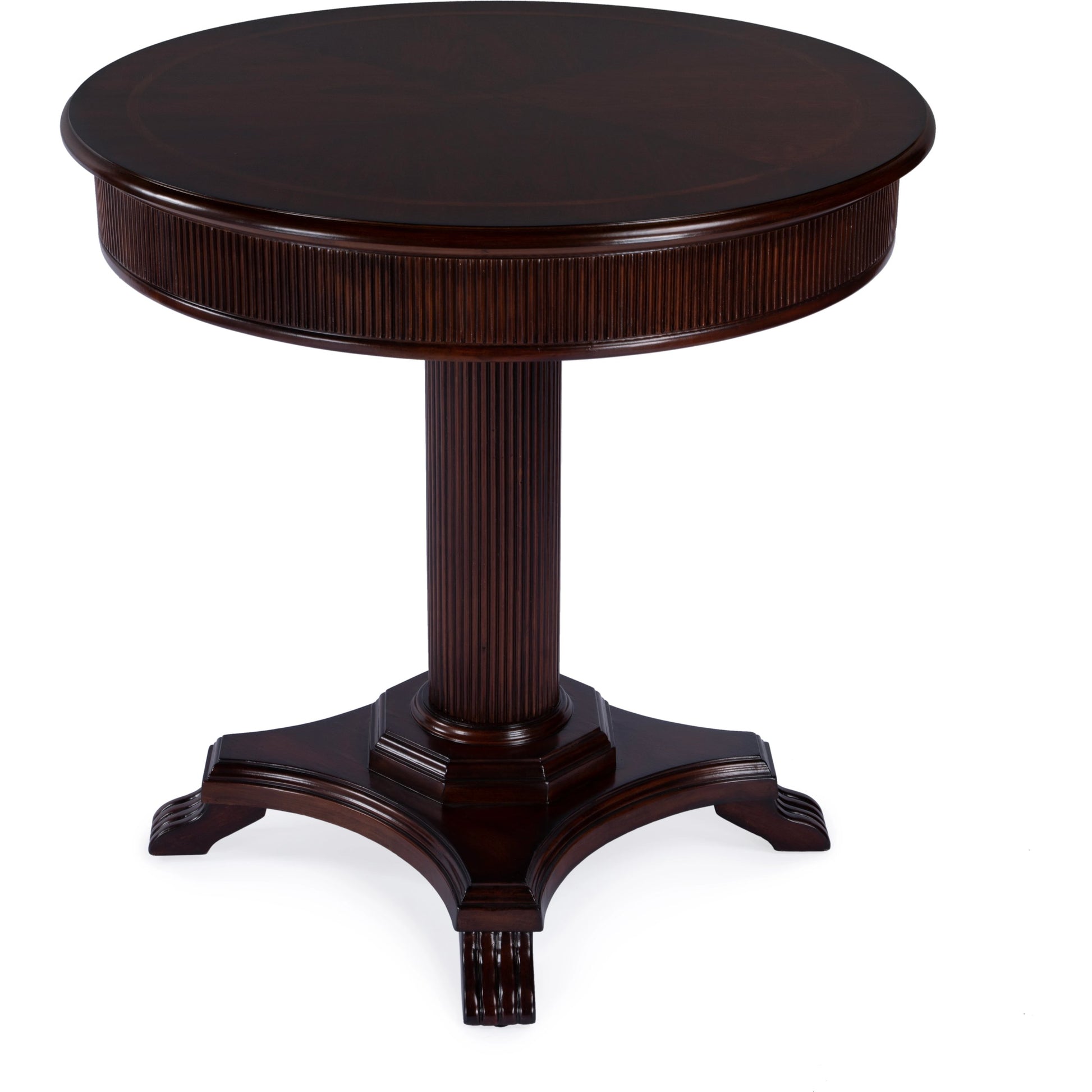 Ellsworth Ribbed Pedestal Foyer Table by Butler Specialty Company. Made from poplar solids , cherry/maple veneer, mdf, resin in a traditional style.