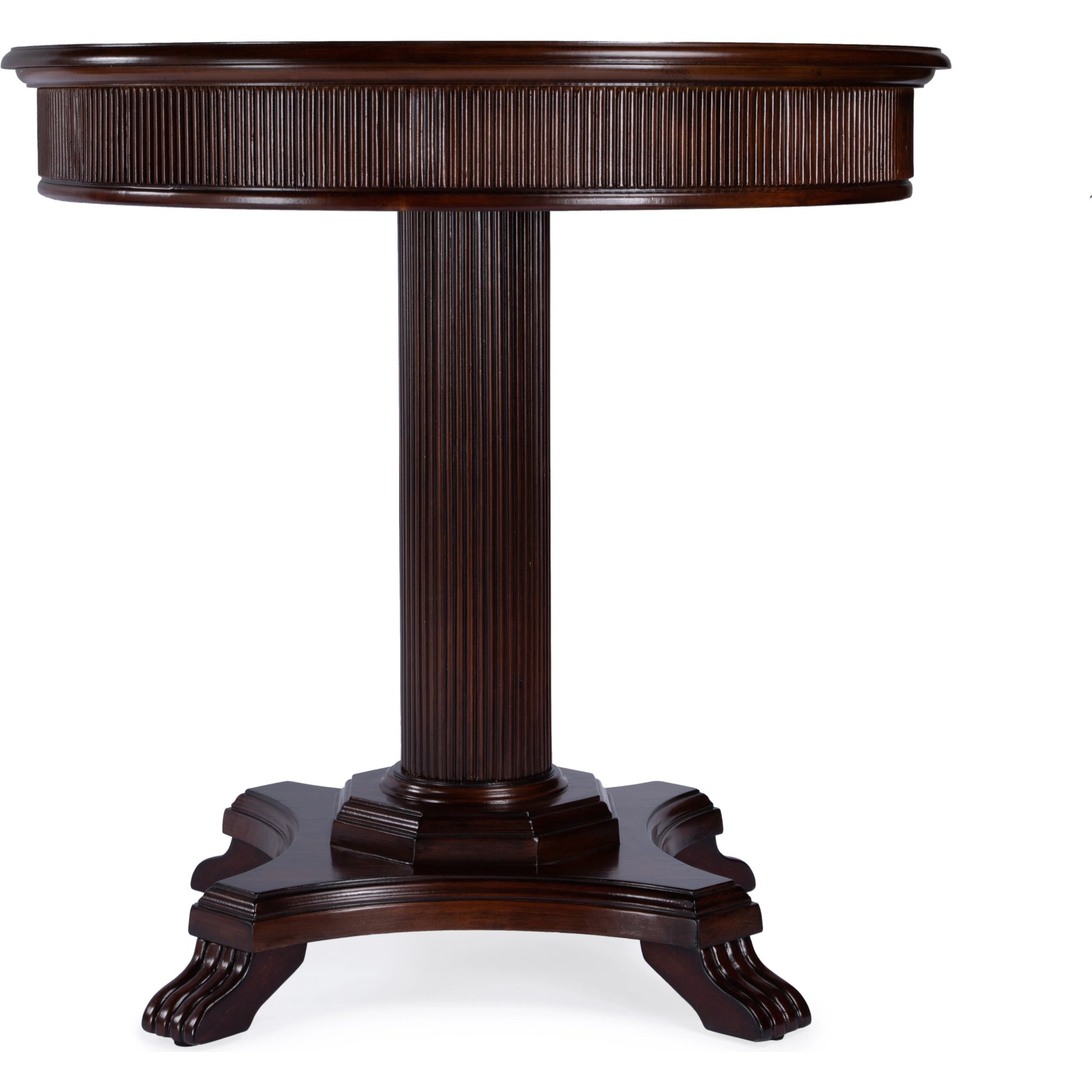 Ellsworth Ribbed Pedestal Foyer Table by Butler Specialty Company. Made from poplar solids , cherry/maple veneer, mdf, resin in a traditional style.