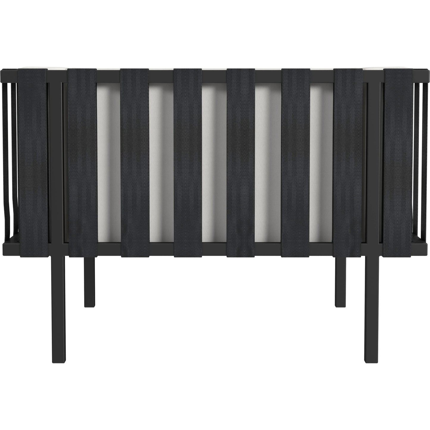 005 SI-2077817 | Additional Silo | Norway Outdoor Club Chair with Cushion by Butler Specialty Company in black and white and black. Made from made from iron, foam, fabric, plyboard and nylon strip in a modern style.