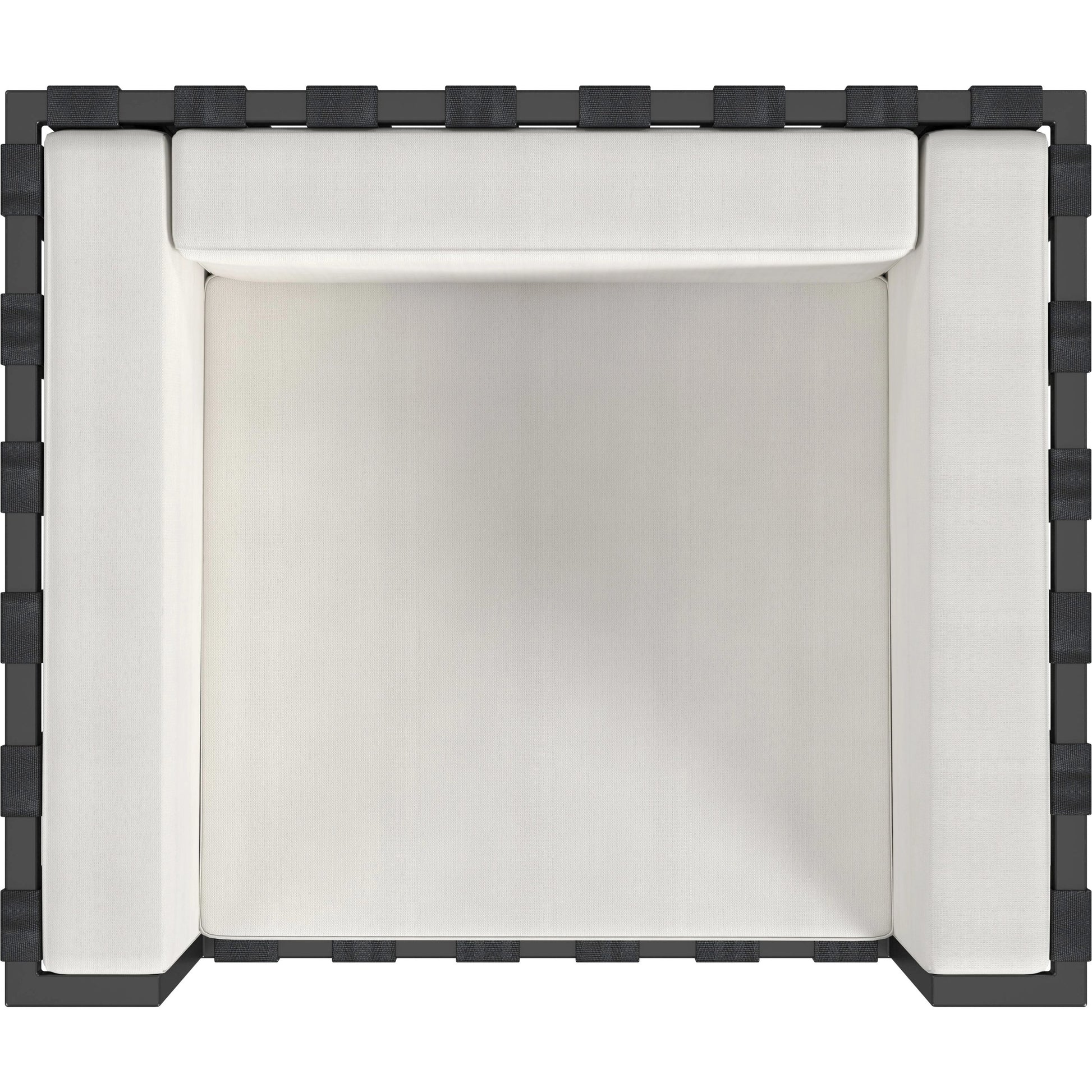 Norway Outdoor Club Chair with Cushion by Butler Specialty Company in black and white and black. Made from made from iron, foam, fabric, plyboard and nylon strip in a modern style.