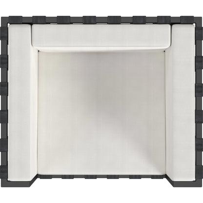 Norway Outdoor Club Chair with Cushion by Butler Specialty Company in black and white and black. Made from made from iron, foam, fabric, plyboard and nylon strip in a modern style.