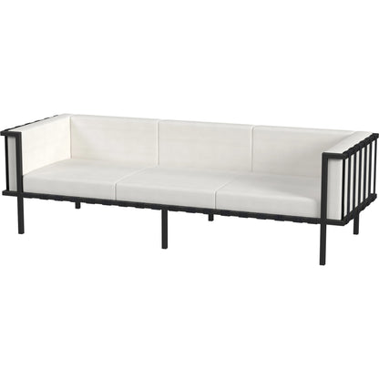 Norway Outdoor Patio Sofa with Cushions by Butler Specialty Company in black and white and black. Made from made from iron, foam, fabric, plyboard and nylon strip in a modern style.