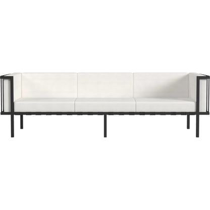 Norway Outdoor Patio Sofa with Cushions by Butler Specialty Company in black and white and black. Made from made from iron, foam, fabric, plyboard and nylon strip in a modern style.