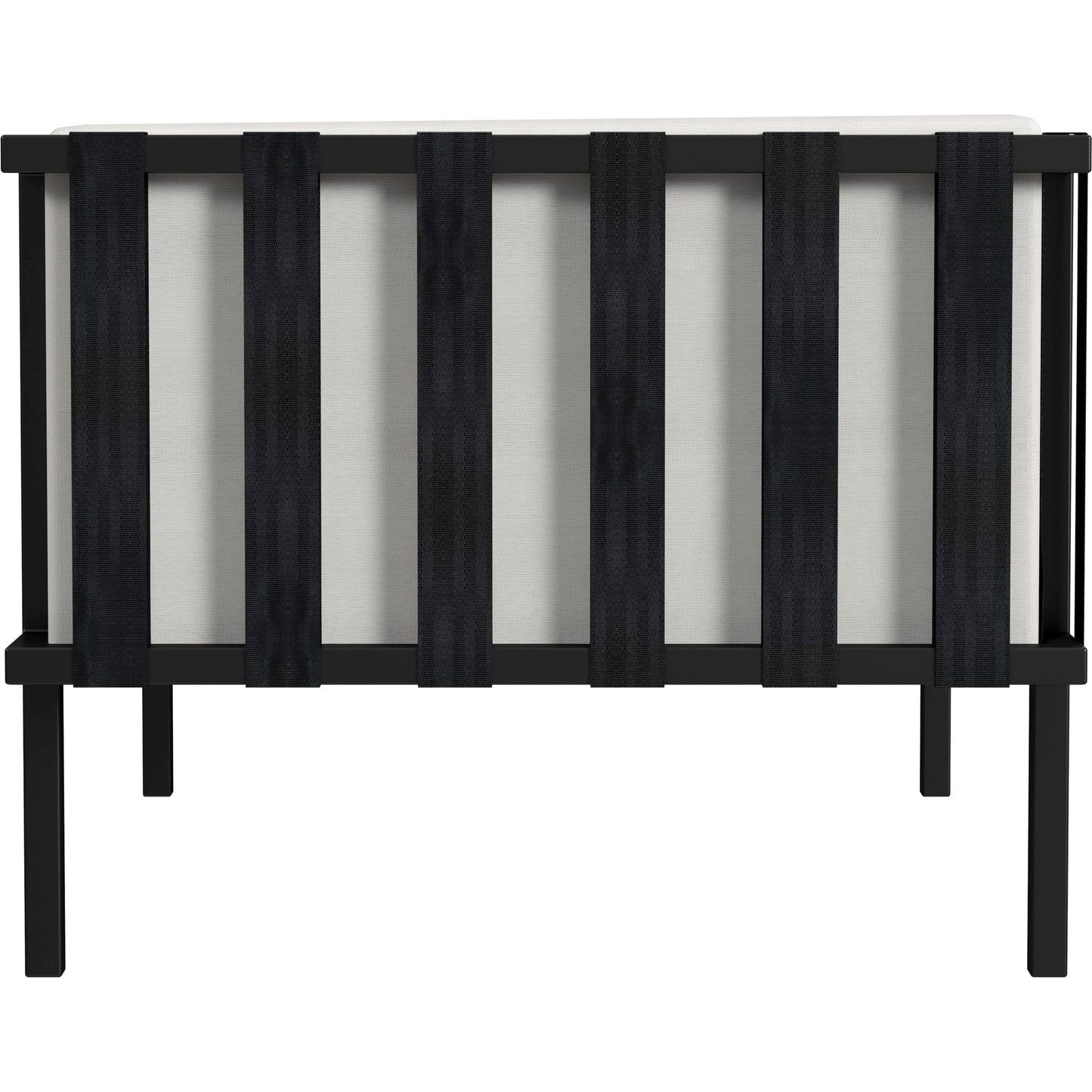 004 SI-2077818 | Additional Silo | Norway Outdoor Patio Sofa with Cushions by Butler Specialty Company in black and white and black. Made from made from iron, foam, fabric, plyboard and nylon strip in a modern style.