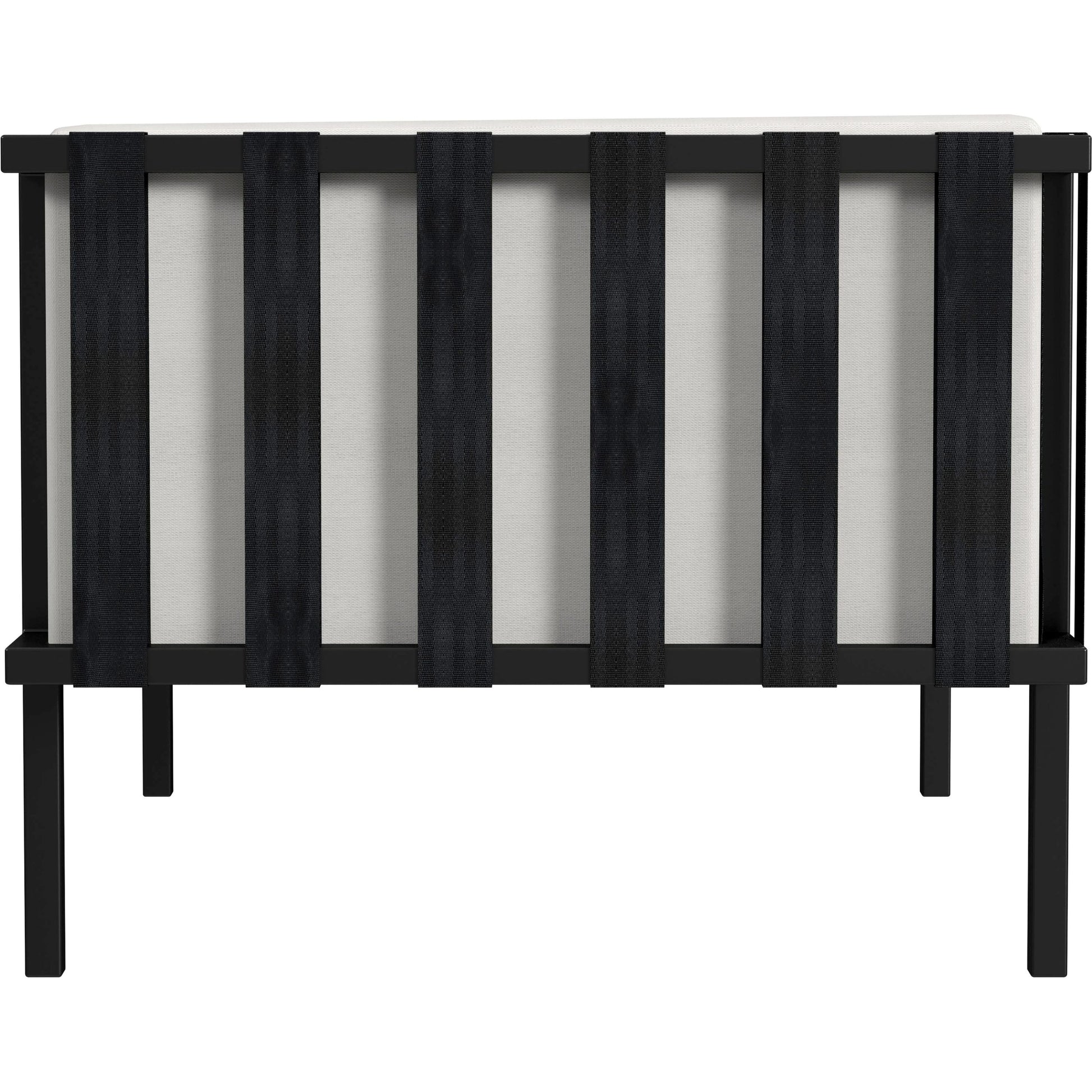 Norway Outdoor Patio Sofa with Cushions by Butler Specialty Company in black and white and black. Made from made from iron, foam, fabric, plyboard and nylon strip in a modern style.