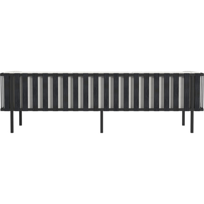 Norway Outdoor Patio Sofa with Cushions by Butler Specialty Company in black and white and black. Made from made from iron, foam, fabric, plyboard and nylon strip in a modern style.