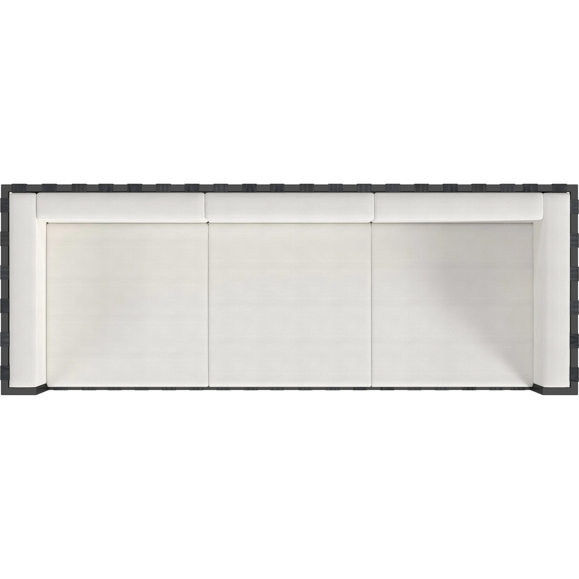 Norway Outdoor Patio Sofa with Cushions by Butler Specialty Company in black and white and black. Made from made from iron, foam, fabric, plyboard and nylon strip in a modern style.