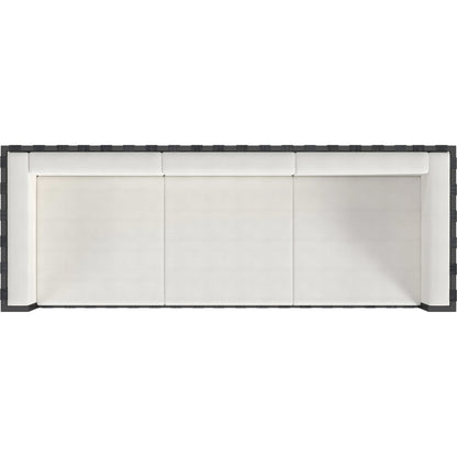 Norway Outdoor Patio Sofa with Cushions by Butler Specialty Company in black and white and black. Made from made from iron, foam, fabric, plyboard and nylon strip in a modern style.