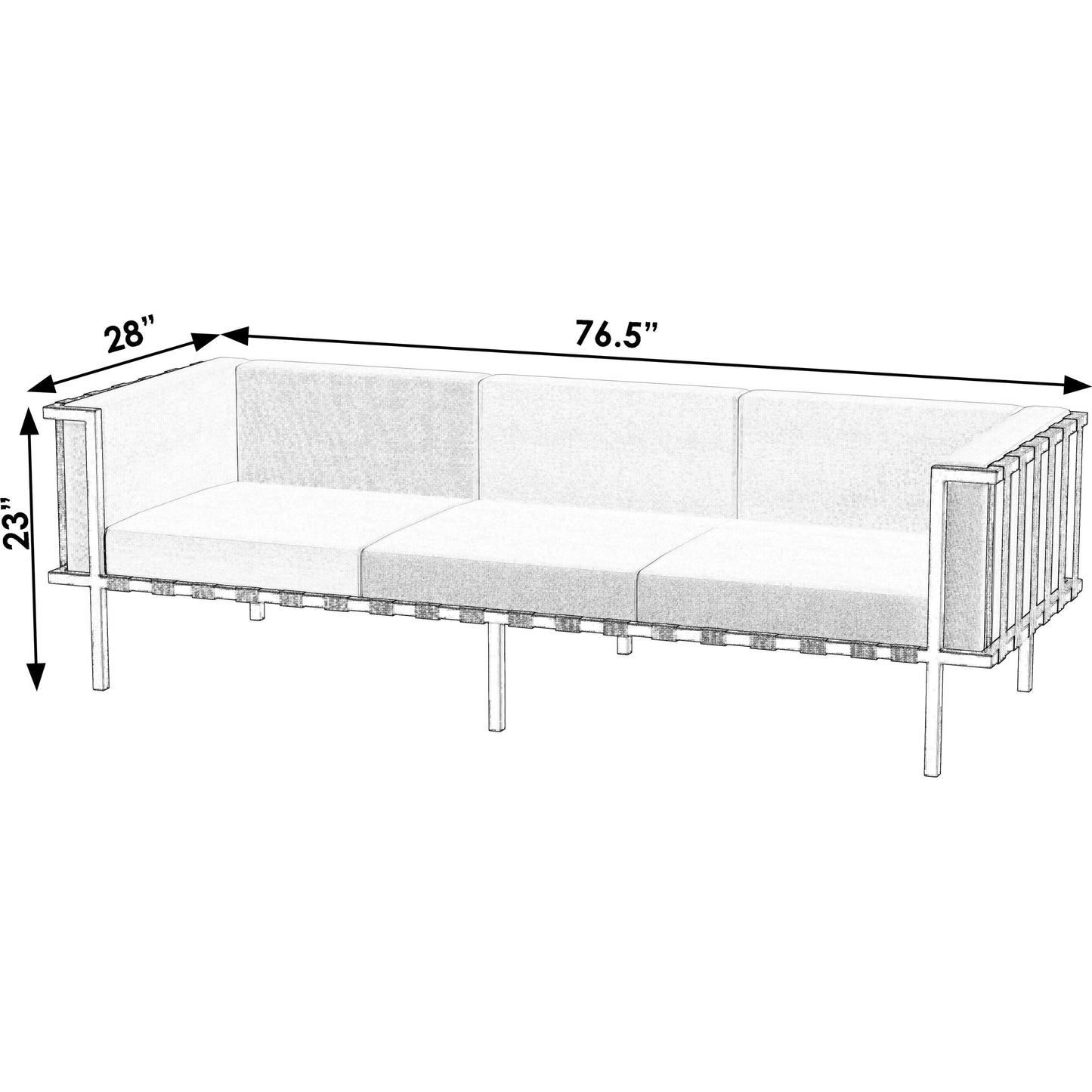 003 SI-2077818 | Additional Silo | Norway Outdoor Patio Sofa with Cushions by Butler Specialty Company in black and white and black. Made from made from iron, foam, fabric, plyboard and nylon strip in a modern style.