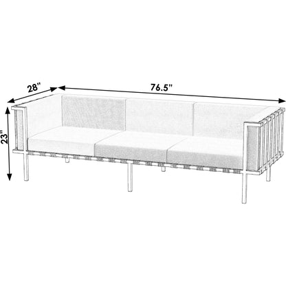 Norway Outdoor Patio Sofa with Cushions by Butler Specialty Company in black and white and black. Made from made from iron, foam, fabric, plyboard and nylon strip in a modern style.