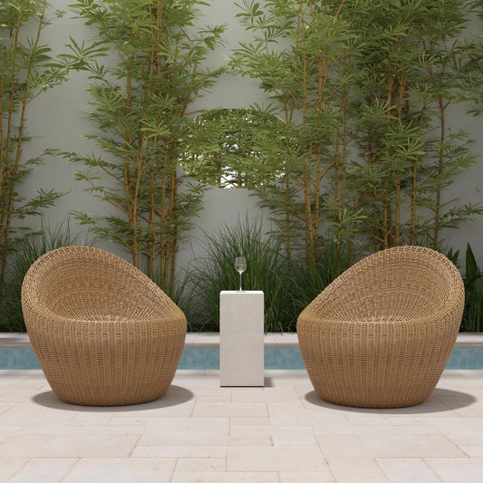 Delmar Rattan Outdoor Nest Chair by Butler Specialty Company in natural and natural rattan. Made from aluminum and synthetic rattan in a cottage & farmhouse style.