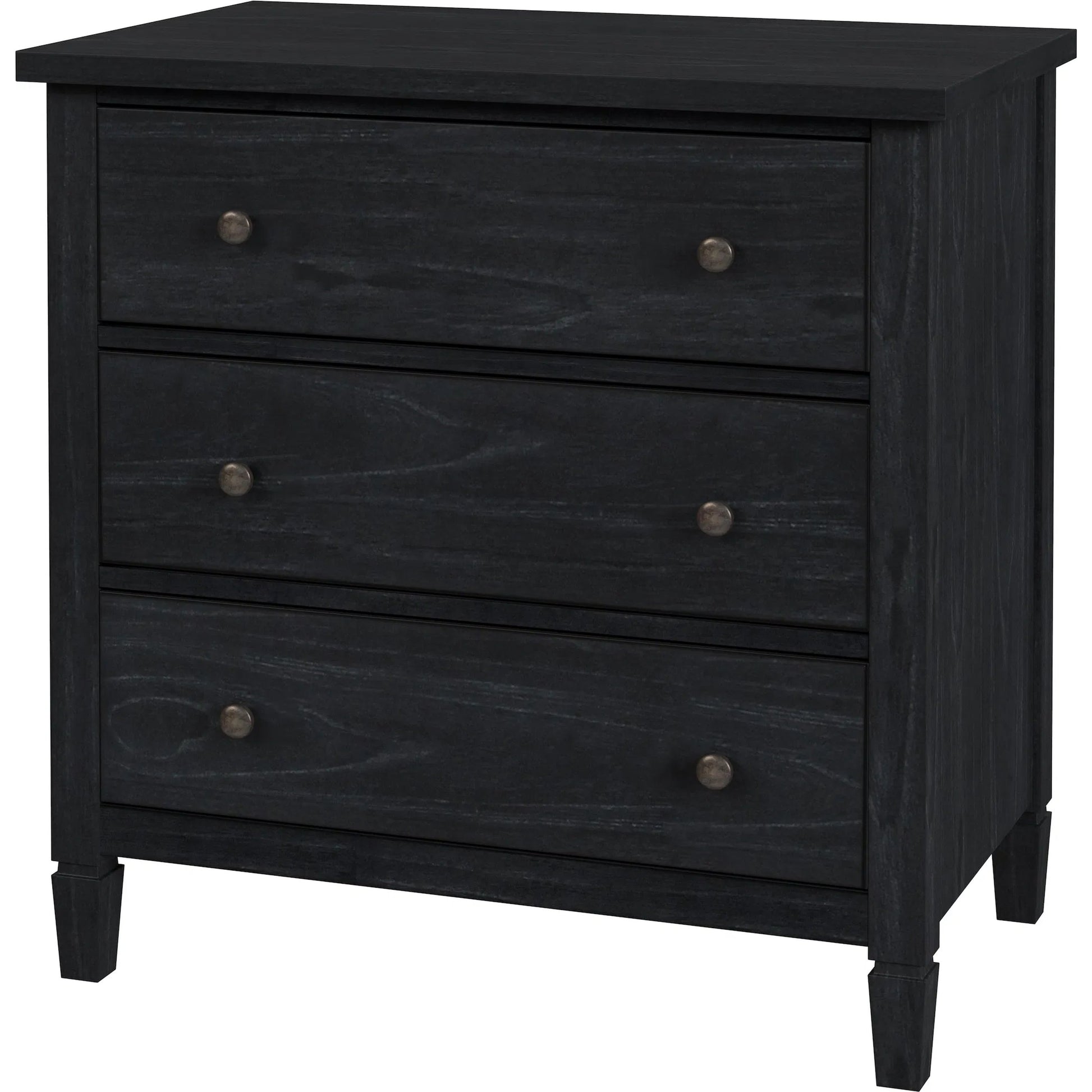 Flagstaff 3-Drawer Dresser by Butler Specialty Company in black. Made from mindi wood, mindi veneer, mdf in a unique style.