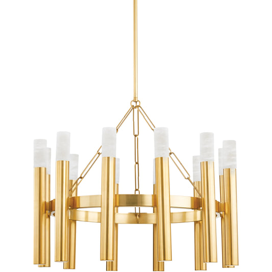 Pali 12-Light Chandelier by Hudson Valley in aged brass. Made from steel, brass in a unique style.