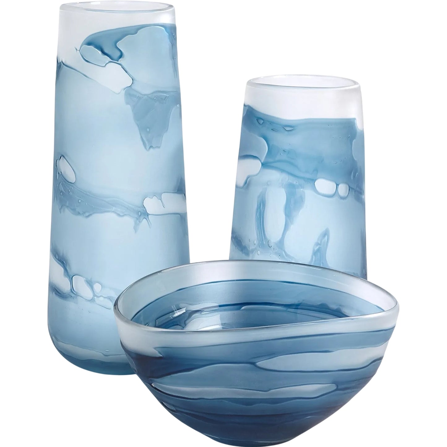 000 SI-2323683,SI-2323684,SI-2323685 | Additional Silo | Glacier Vase by Global Views in blue. Made from unique in a modern style.