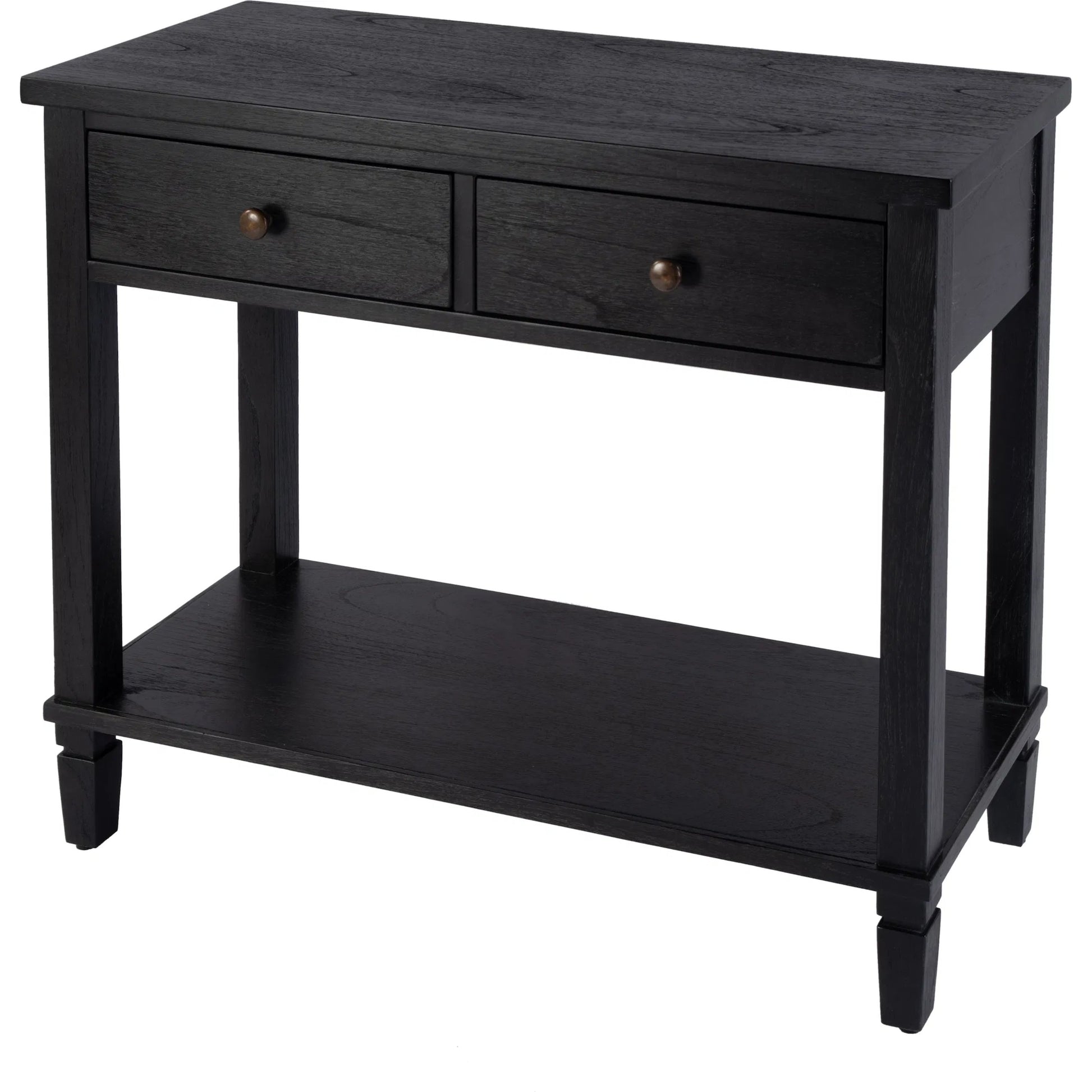 Flagstaff 2 Drawer Console Table by Butler Specialty Company in black. Made from mdf, mindi wood, mindi veneer in a unique style.