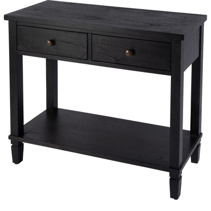 Flagstaff 2 Drawer Console Table by Butler Specialty Company in black. Made from mdf, mindi wood, mindi veneer in a unique style.