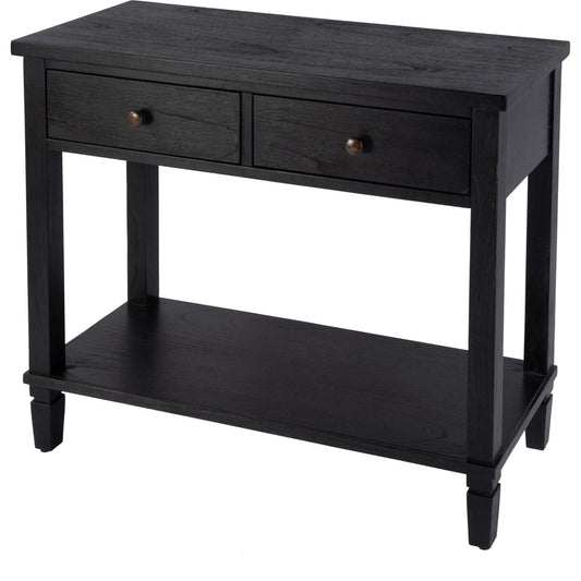 Flagstaff 2 Drawer Console Table by Butler Specialty Company in black. Made from mdf, mindi wood, mindi veneer in a unique style.