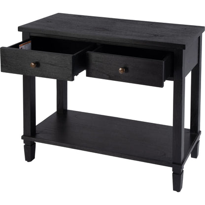 Flagstaff 2 Drawer Console Table by Butler Specialty Company in black. Made from mdf, mindi wood, mindi veneer in a unique style.