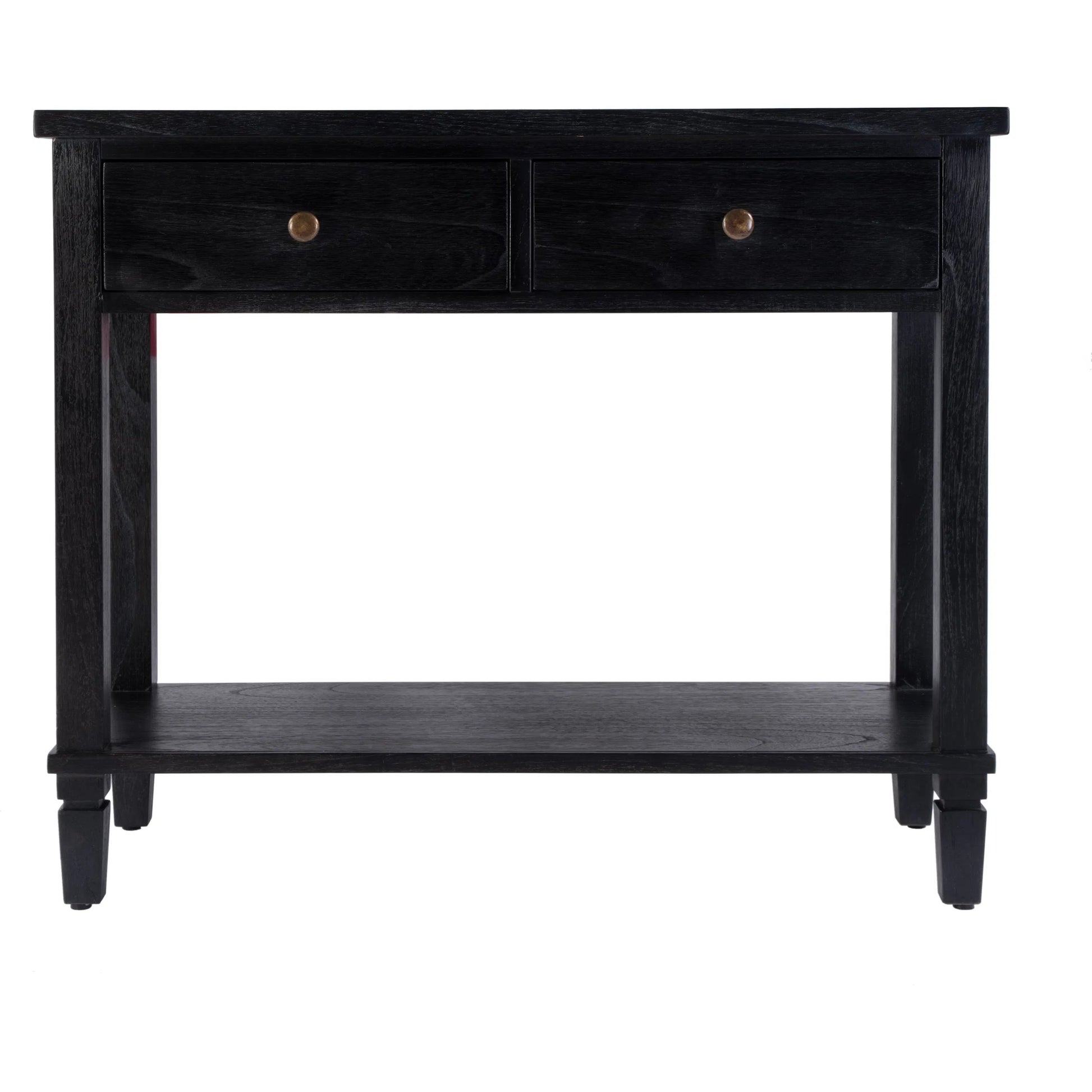Flagstaff 2 Drawer Console Table by Butler Specialty Company in black. Made from mdf, mindi wood, mindi veneer in a unique style.