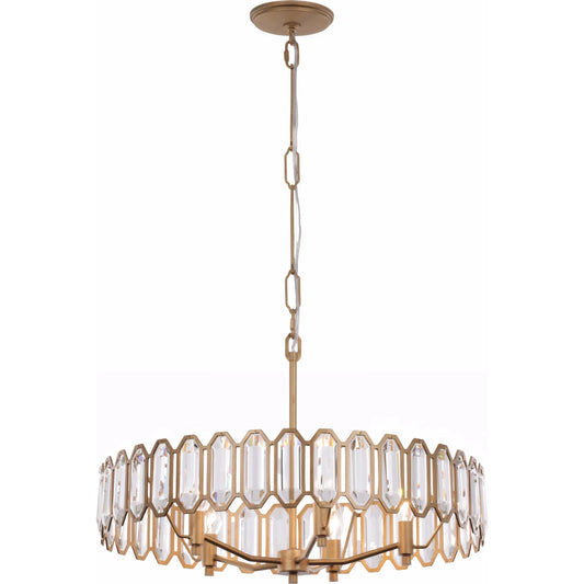 000 SI-2536978 | Primary Silo | Drama Club 5 Light Pendant by Varaluz in gold. Made from steel, crystal in a unique style.