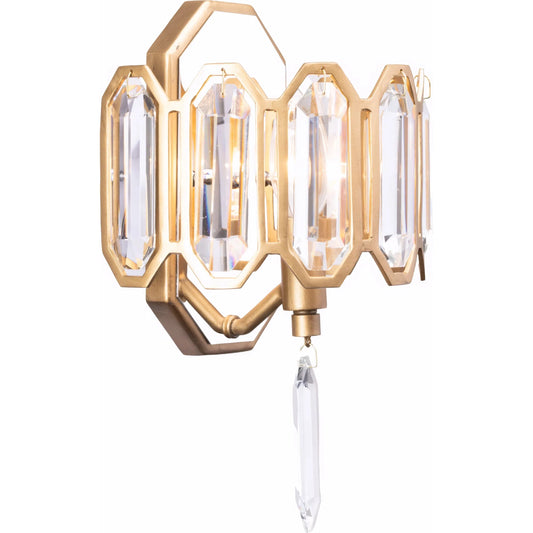 Drama Club 1 Light Sconce by Varaluz in gold. Made from steel, crystal in a unique style.