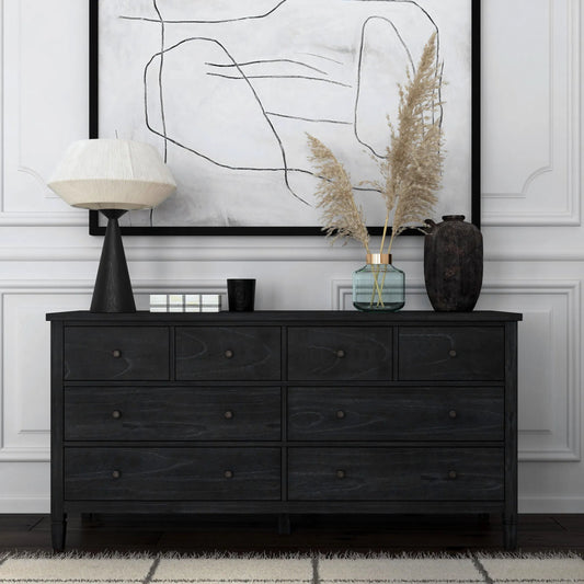 Flagstaff 8 Drawer Wood Dresser by Butler Specialty Company in black. Made from mindi wood, mindi veneer, mdf in a unique style.