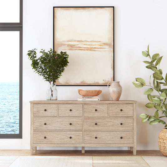 Flagstaff 8 Drawer Dresser by Butler Specialty Company in natural and desert sand. Made from mindi wood, mindi veneer, mdf in a cottage & farmhouse style.