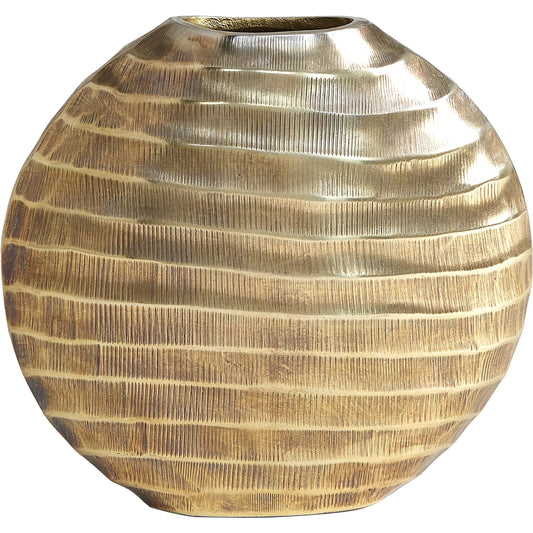 Chased Oval Vase by Global Views. Made from aluminum in a modern style.
