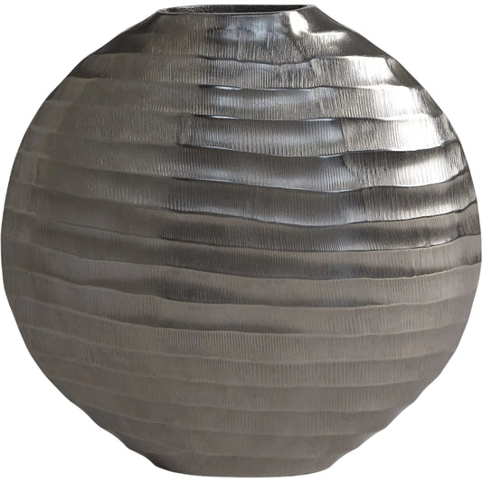 Chased Oval Vase by Global Views in black nickel. Made from aluminum in a unique style.