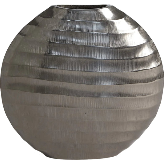 Chased Oval Vase by Global Views in black nickel. Made from aluminum in a unique style.