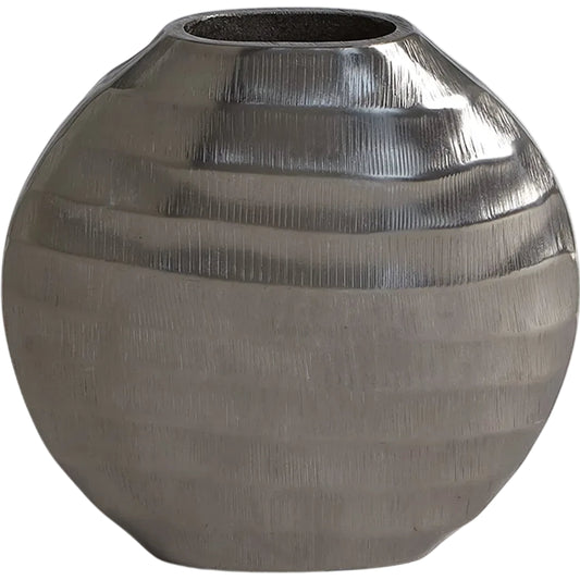 Chased Oval Vase by Global Views in black nickel. Made from aluminum in a unique style.