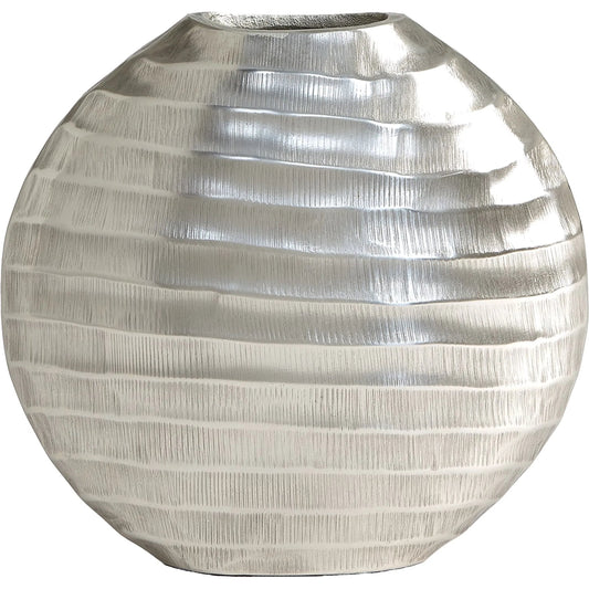 Chased Oval Vase by Global Views. Made from aluminum in a modern style.