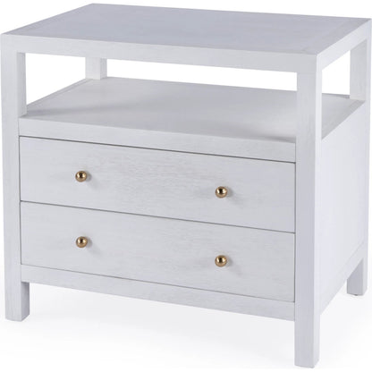 Nora 2 Drawer Nightstand by Butler Specialty Company in white. Made from acacia wood, acacia veneer, solid pine, mdf in a unique style.