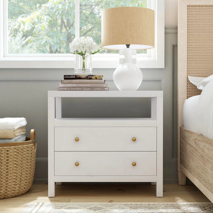 Nora 2 Drawer Nightstand by Butler Specialty Company in white. Made from acacia wood, acacia veneer, solid pine, mdf in a unique style.
