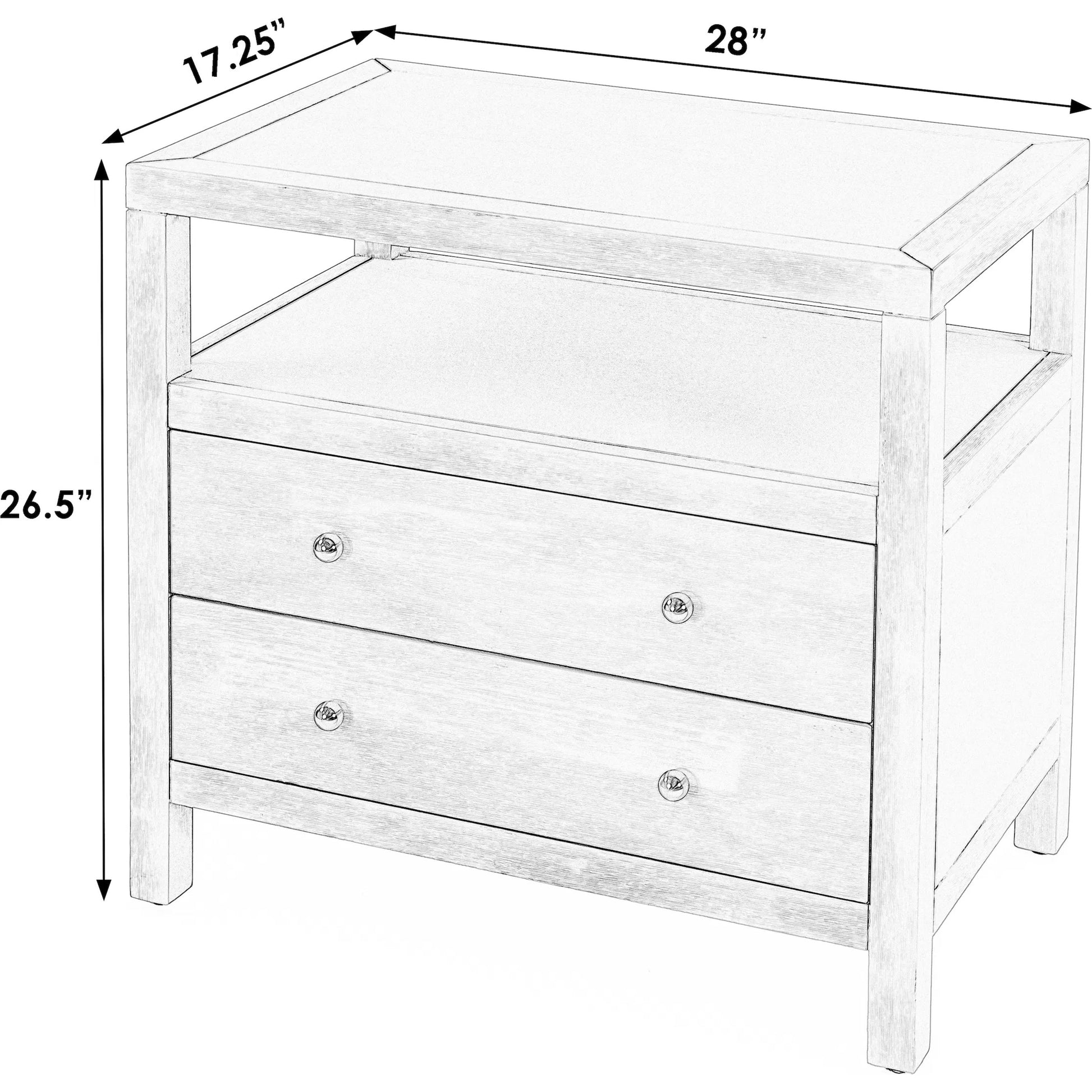 Nora 2 Drawer Nightstand by Butler Specialty Company in white. Made from acacia wood, acacia veneer, solid pine, mdf in a unique style.