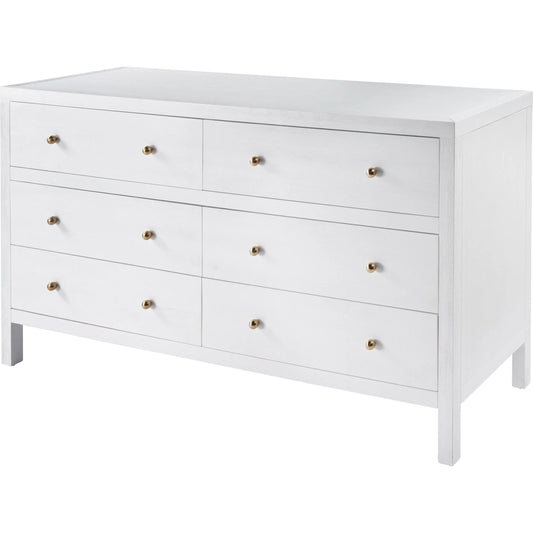 Nora 6 Drawer Dresser by Butler Specialty Company in white. Made from acacia wood, acacia veneer, solid pine, mdf in a unique style.