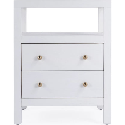 Nora Nightstand by Butler Specialty Company in white. Made from acacia wood, acacia veneer, solid pine, mdf in a unique style.