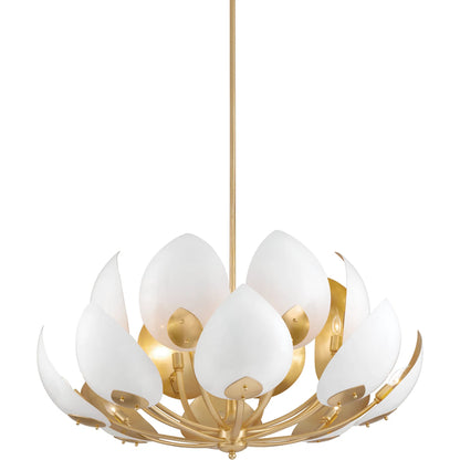 Lotus Chandelier by Hudson Valley. Made from brass in a modern style.