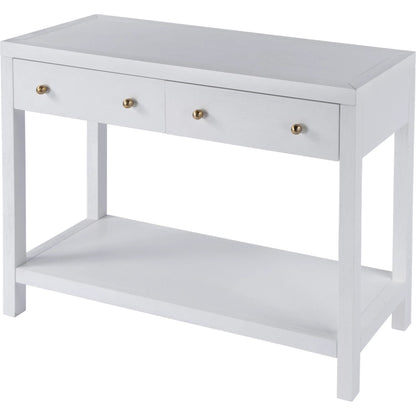 Nora 2 Drawer Console Table by Butler Specialty Company in white. Made from acacia wood, acacia veneer, solid pine, mdf in a unique style.