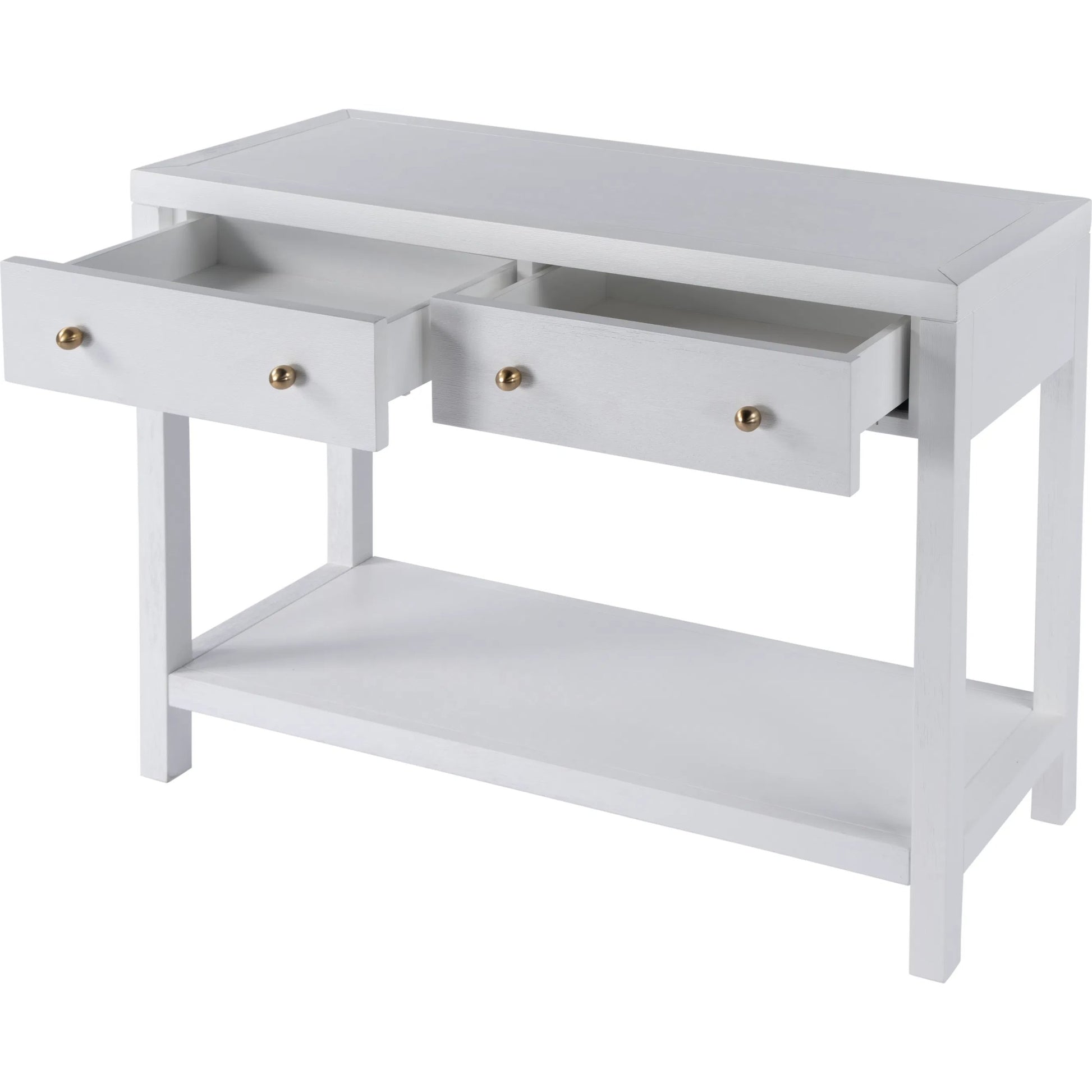 Nora 2 Drawer Console Table by Butler Specialty Company in white. Made from acacia wood, acacia veneer, solid pine, mdf in a unique style.