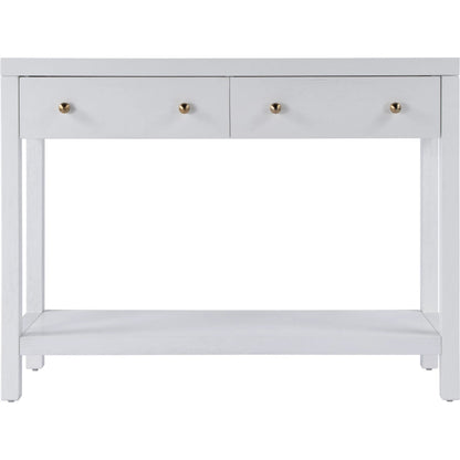 Nora 2 Drawer Console Table by Butler Specialty Company in white. Made from acacia wood, acacia veneer, solid pine, mdf in a unique style.