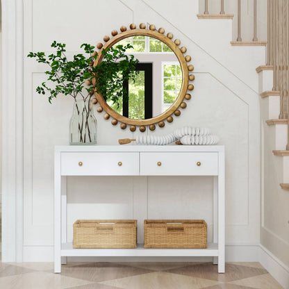 Nora 2 Drawer Console Table by Butler Specialty Company in white. Made from acacia wood, acacia veneer, solid pine, mdf in a unique style.