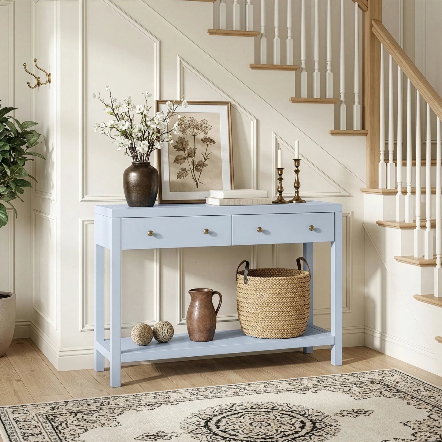 005 SI-2531538 | Lifestyle | Nora Console Table by Butler Specialty Company in light blue. Made from acacia wood, acacia veneer, mdf, pine wood in a unique style.
