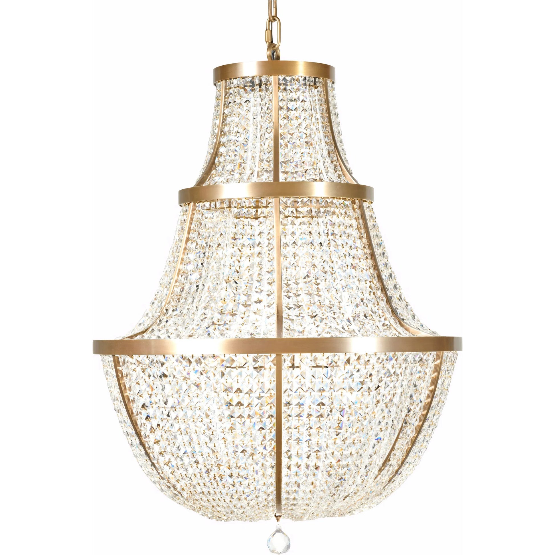 Crystal Baller 12 Light Leaded Crystal Empire Pendant by Varaluz in bronze. Made from steel, crystal in a unique style.