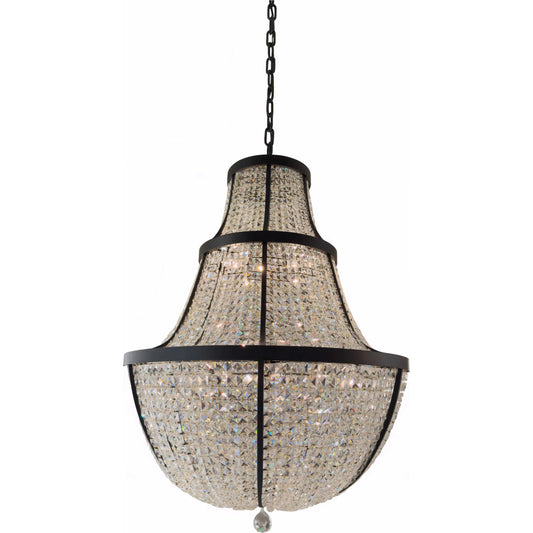 Crystal Baller 12 Light Leaded Crystal Empire Pendant by Varaluz in bronze. Made from steel, crystal in a unique style.