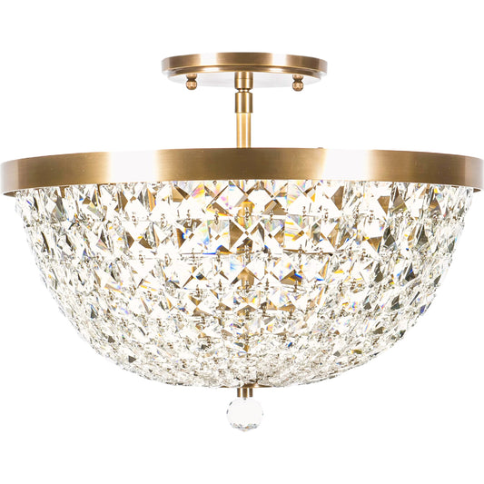 Crystal Baller 3 Light Leaded Crystal Empire Semi-Flush Mount by Varaluz in bronze. Made from steel, crystal in a unique style.