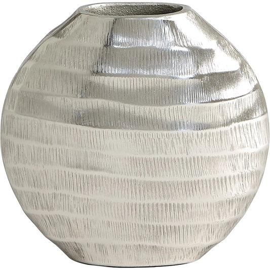 Chased Oval Vase by Global Views. Made from aluminum in a modern style.
