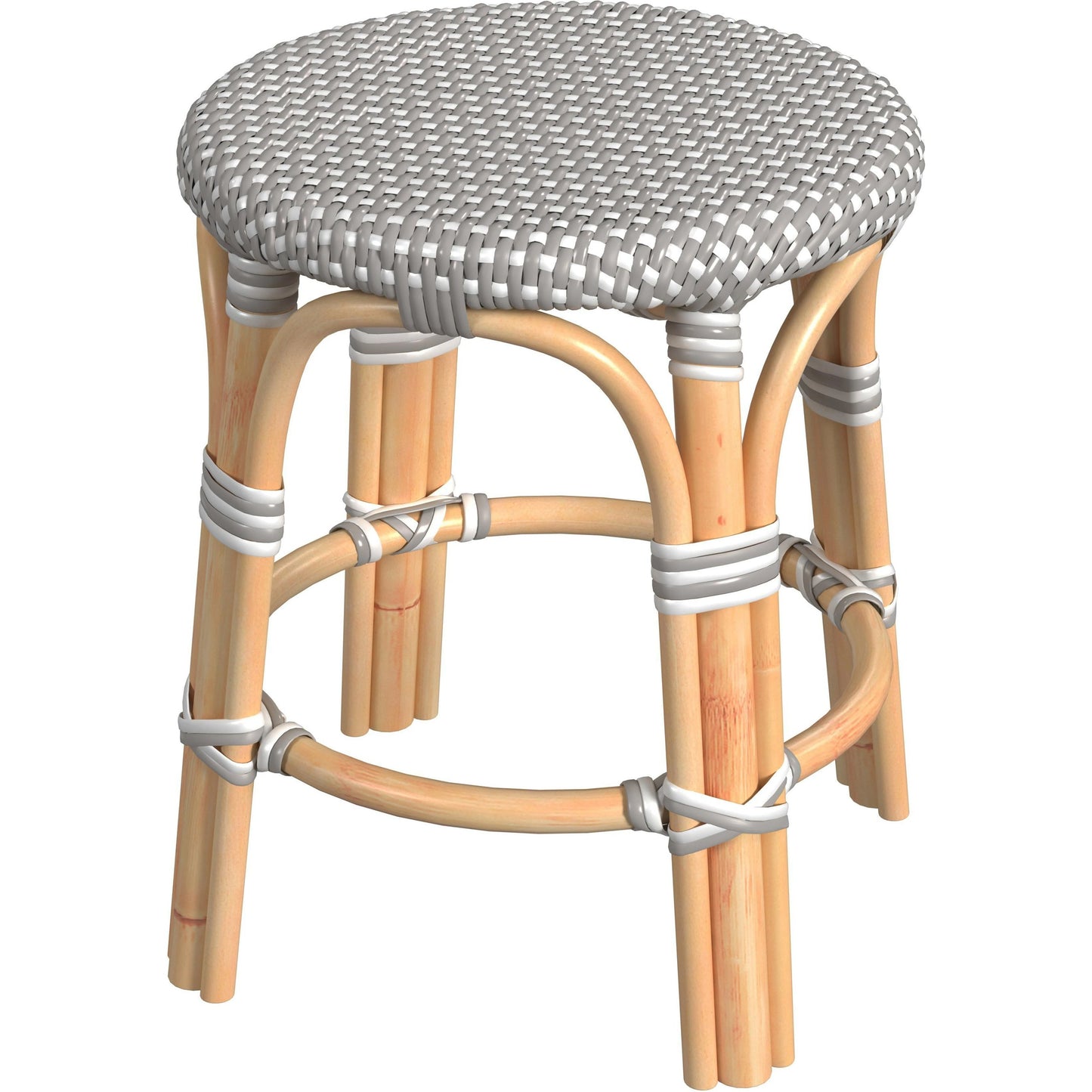001 SI-2077841 | Primary Silo | Tobias Rattan Round 18" Stool by Butler Specialty Company. Made from rattan: 60%, polyurethane synthetic rattan (pe): 40% in a coastal style.