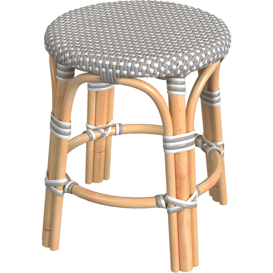 Tobias Rattan Round 18" Stool by Butler Specialty Company. Made from rattan, polyurethane synthetic rattan in a coastal style.