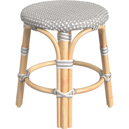 Tobias Rattan Round 18" Stool by Butler Specialty Company. Made from rattan: 60%, polyurethane synthetic rattan (pe): 40% in a coastal style.